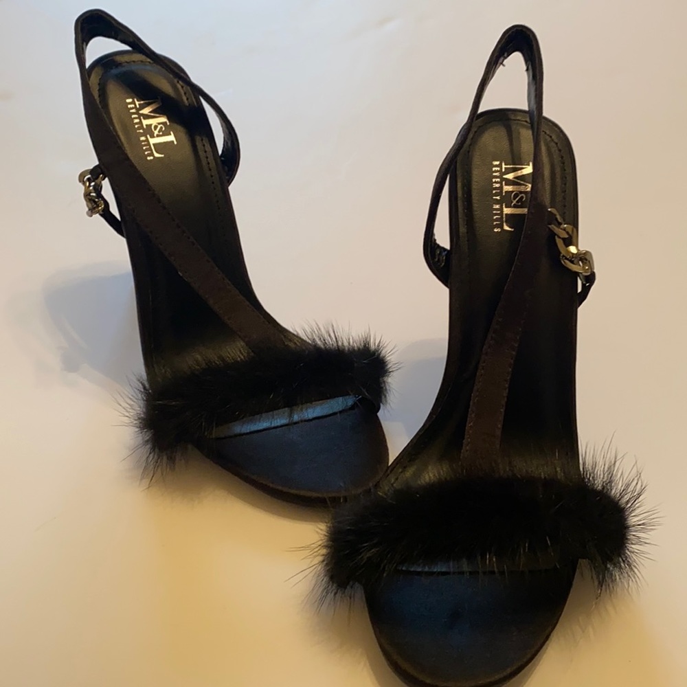 Fuzzy Black Stiletto Heels